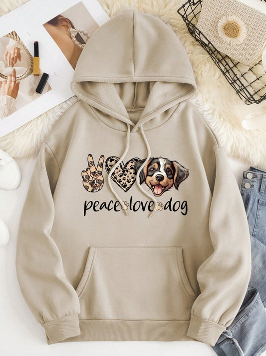 Khaki Pocket Slogan Graphic Hoodie