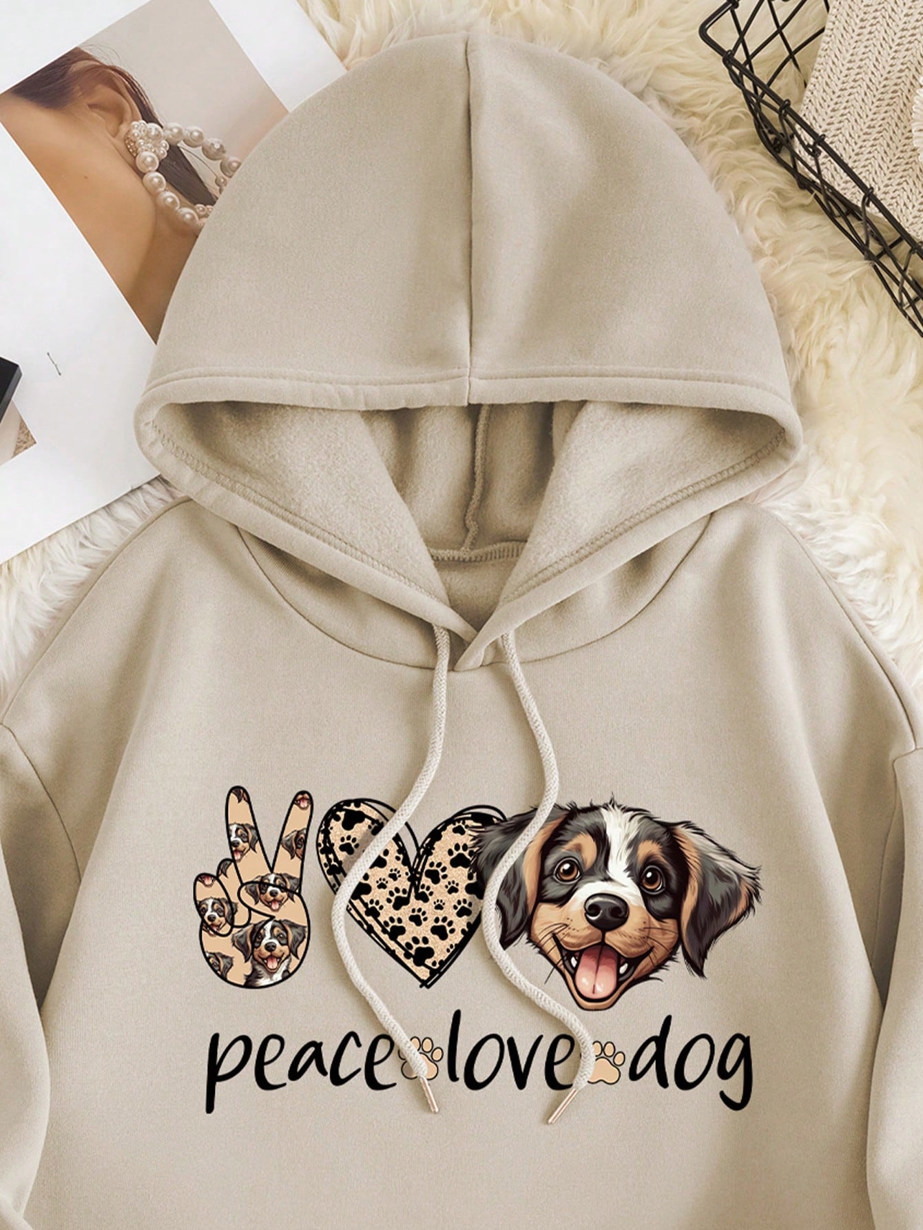 Khaki Pocket Slogan Graphic Hoodie
