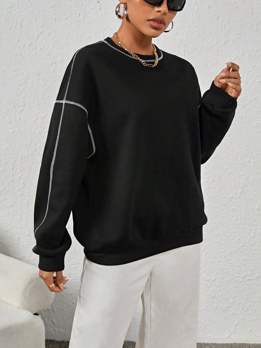 Exposed Seam Drop Shoulder Sweatshirt