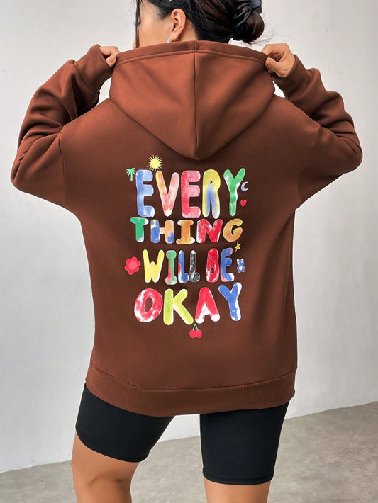 Long Sleeve Colourful Slogan Hoodie