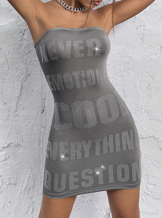 High Stretch Slogan Tube Dress