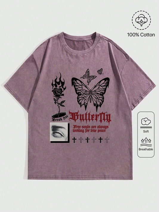 Butterfly Gothic Slogan T Shirt